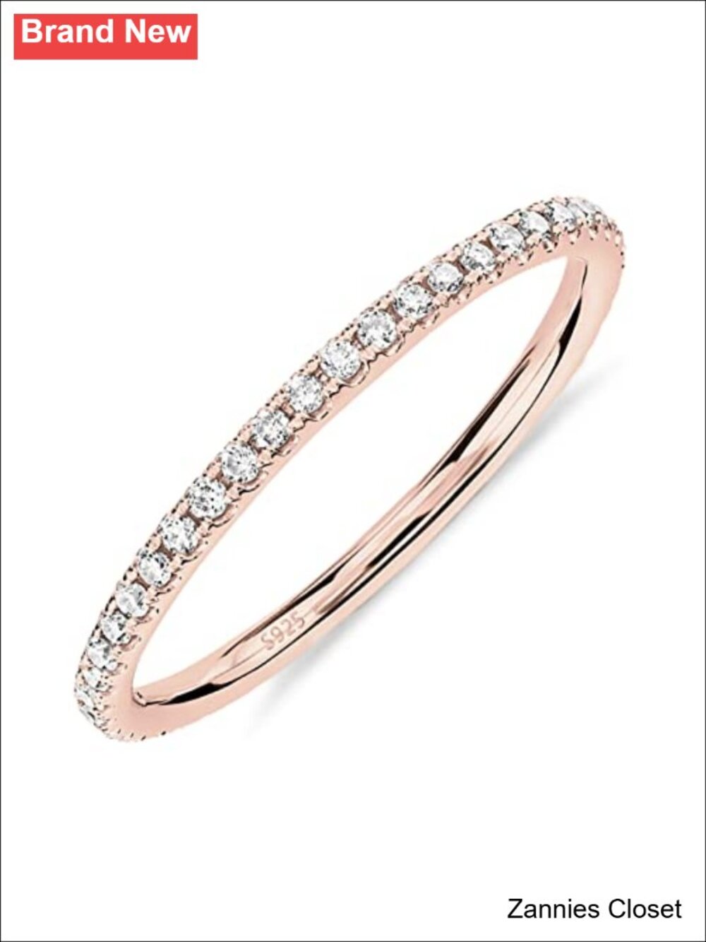 💍 PAVOI 14K Gold Plated Sterling Silver CZ Eternity Band Ring Women Wedding